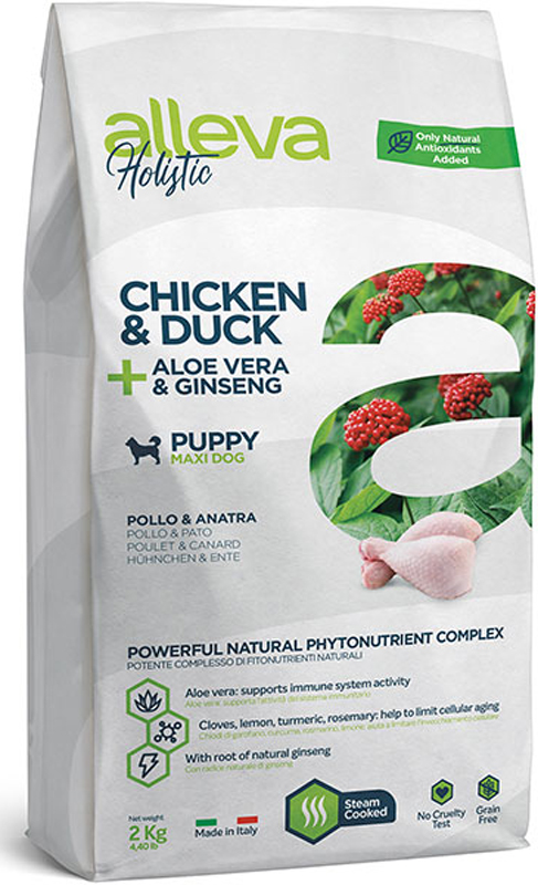 Корм сухой ALLEVA HOLISTIC DOG Puppy/Junior Chicken & Duck Maxi для щенков с курицей и уткой, алое вера и женьшенем 2кг 2257
Корм сухой ALLEVA HOLISTIC DOG Puppy/Junior Chicken & Duck Maxi для щенков с курицей и уткой, алое вера и женьшенем 2кг 2257