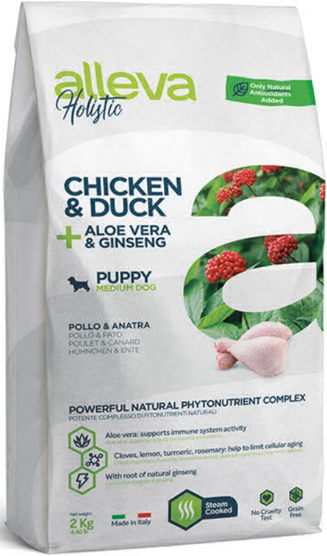 Корм сухой ALLEVA HOLISTIC DOG Puppy/Junior Chicken & Duck Medium для щенков с курицей и уткой, алое вера и женьшенем 2кг 2240
Корм сухой ALLEVA HOLISTIC DOG Puppy/Junior Chicken & Duck Medium для щенков с курицей и уткой, алое вера и женьшенем 2кг 2240