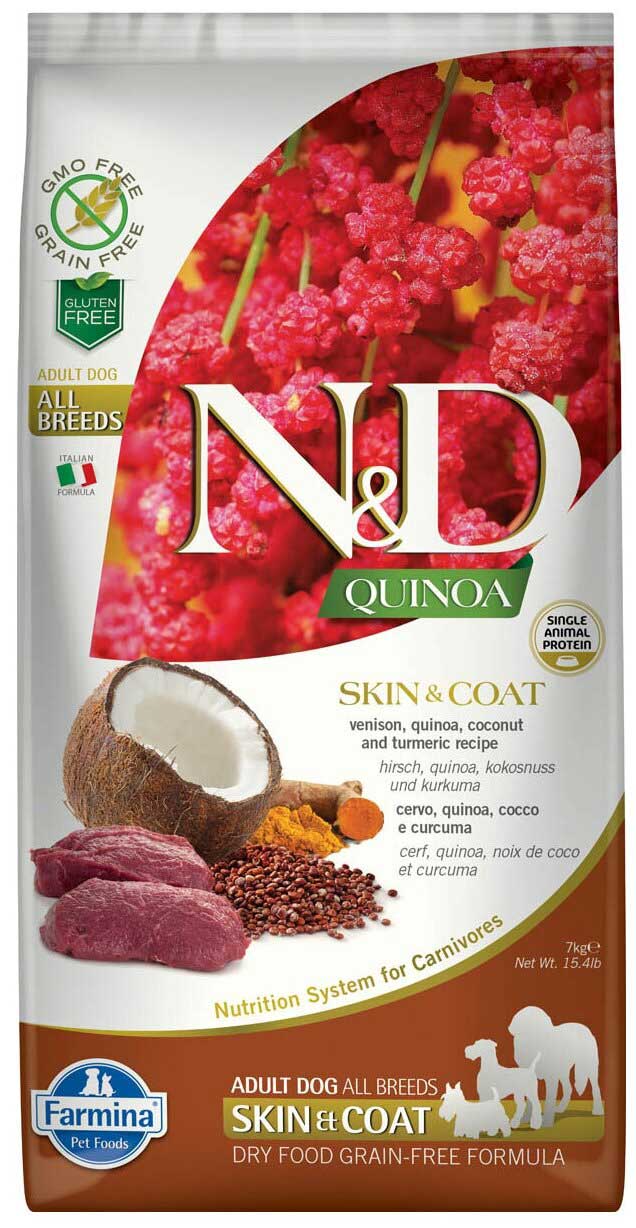 Корм сухой Farmina N&D GF QUINOA SKIN&COAT VENISON для собак оленина и киноа для здоровья кожи и шерсти 7 кг
Корм сухой Farmina N&D GF QUINOA SKIN&COAT VENISON для собак оленина и киноа для здоровья кожи и шерсти 7 кг