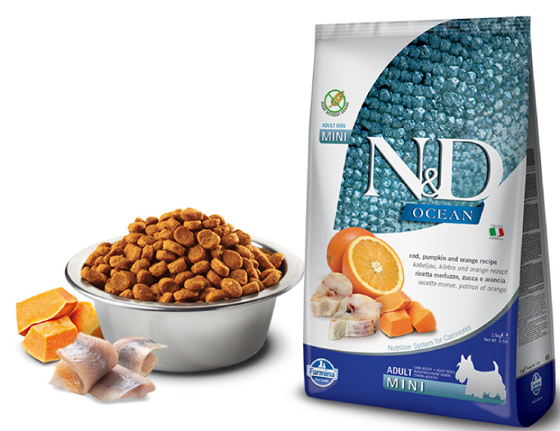 Корм сухой Farmina N&D OCEAN PUMPKIN для собак MINI треска c апельcином и тыквой 0,8 кг
Корм сухой Farmina N&D OCEAN PUMPKIN для собак MINI треска c апельcином и тыквой 0,8 кг