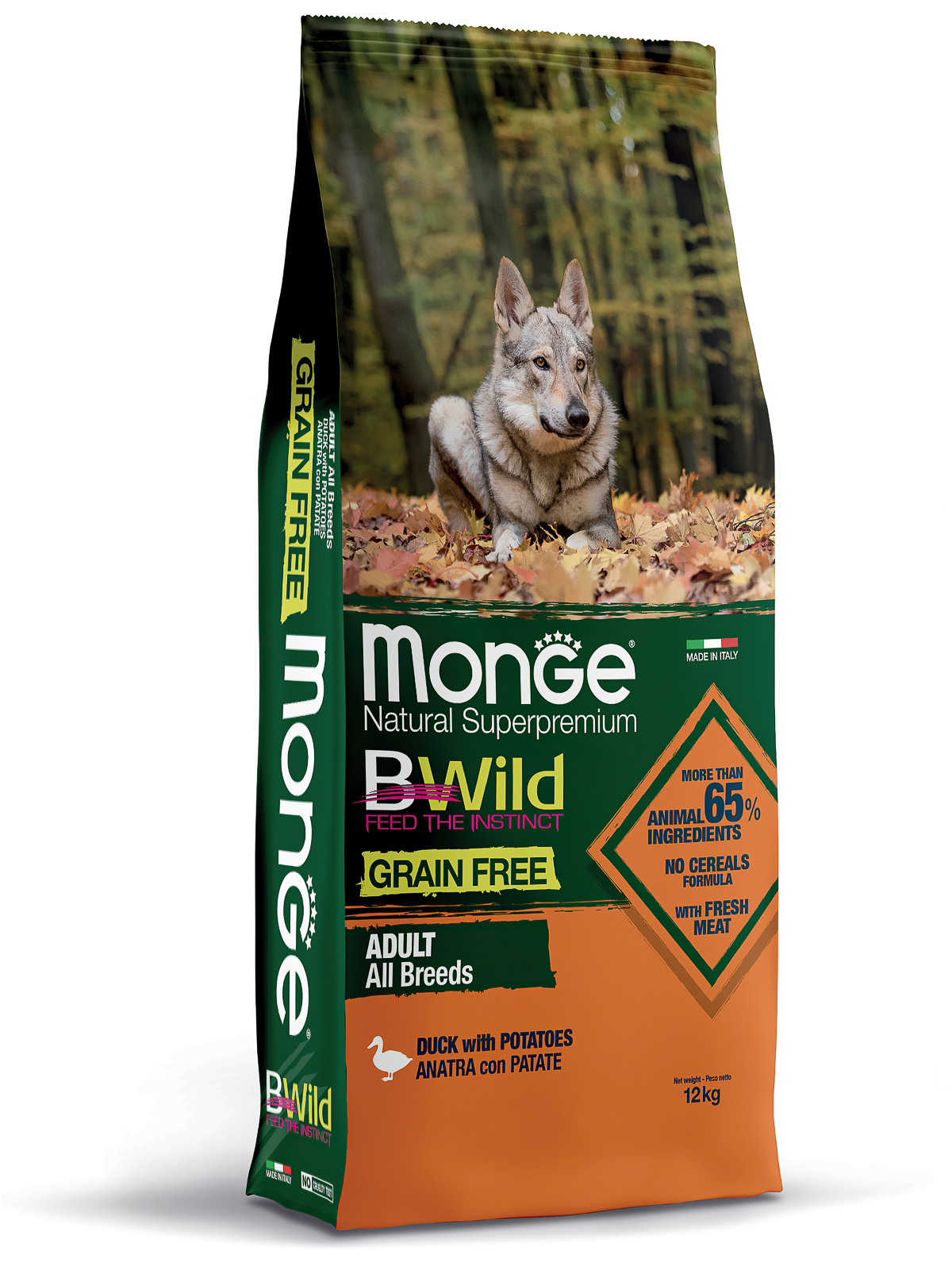 Корм сухой Monge Dog BWild GRAIN FREE беззерновой из мяса утки с картофелем для взрослых собак всех пород 12 кг
Корм сухой Monge Dog BWild GRAIN FREE беззерновой из мяса утки с картофелем для взрослых собак всех пород 12 кг
