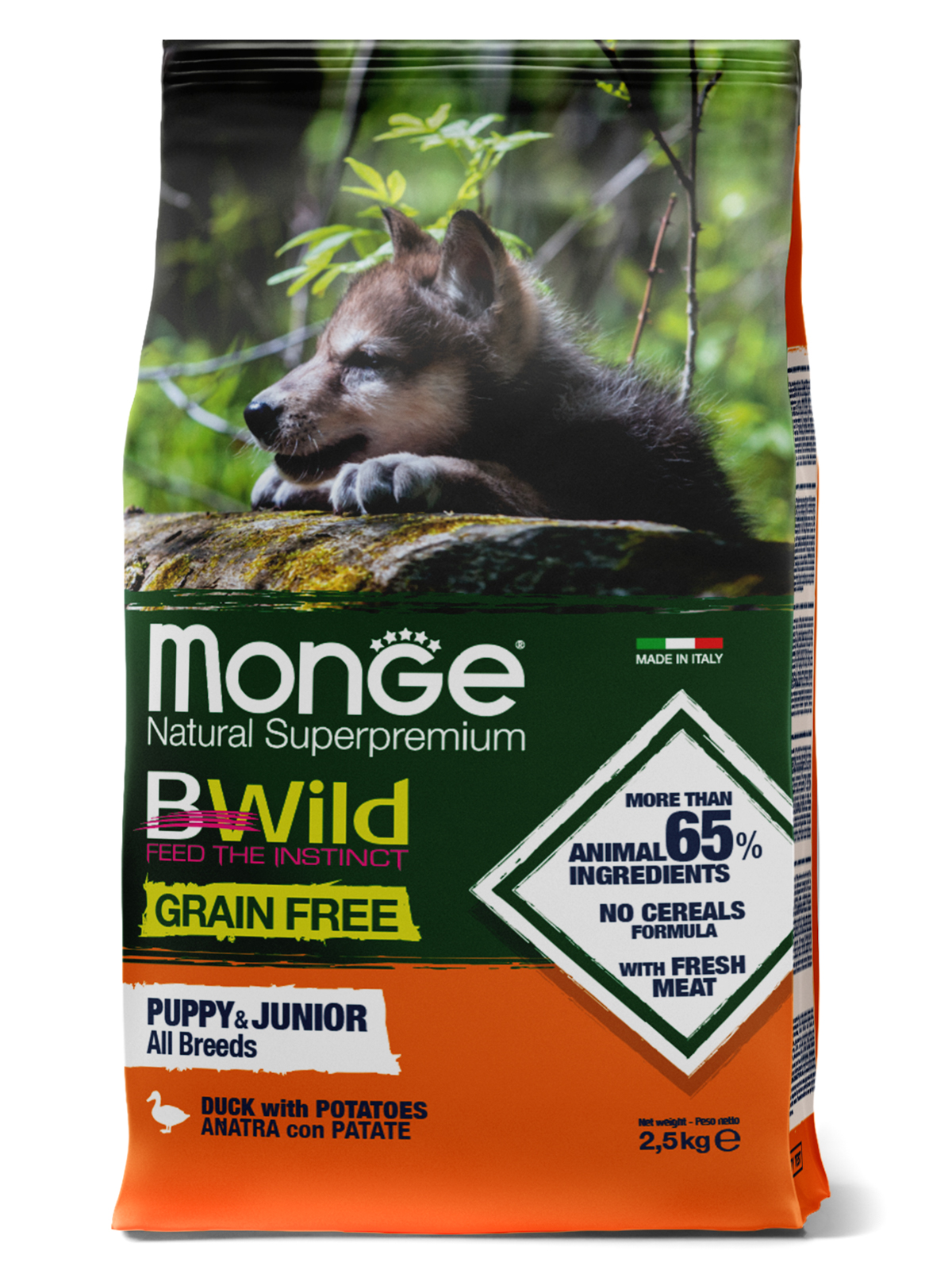 Корм сухой Monge Dog BWild GRAIN FREE беззерновой из мяса утки с картофелем для щенков всех пород 2,5 кг
Корм сухой Monge Dog BWild GRAIN FREE беззерновой из мяса утки с картофелем для щенков всех пород 2,5 кг