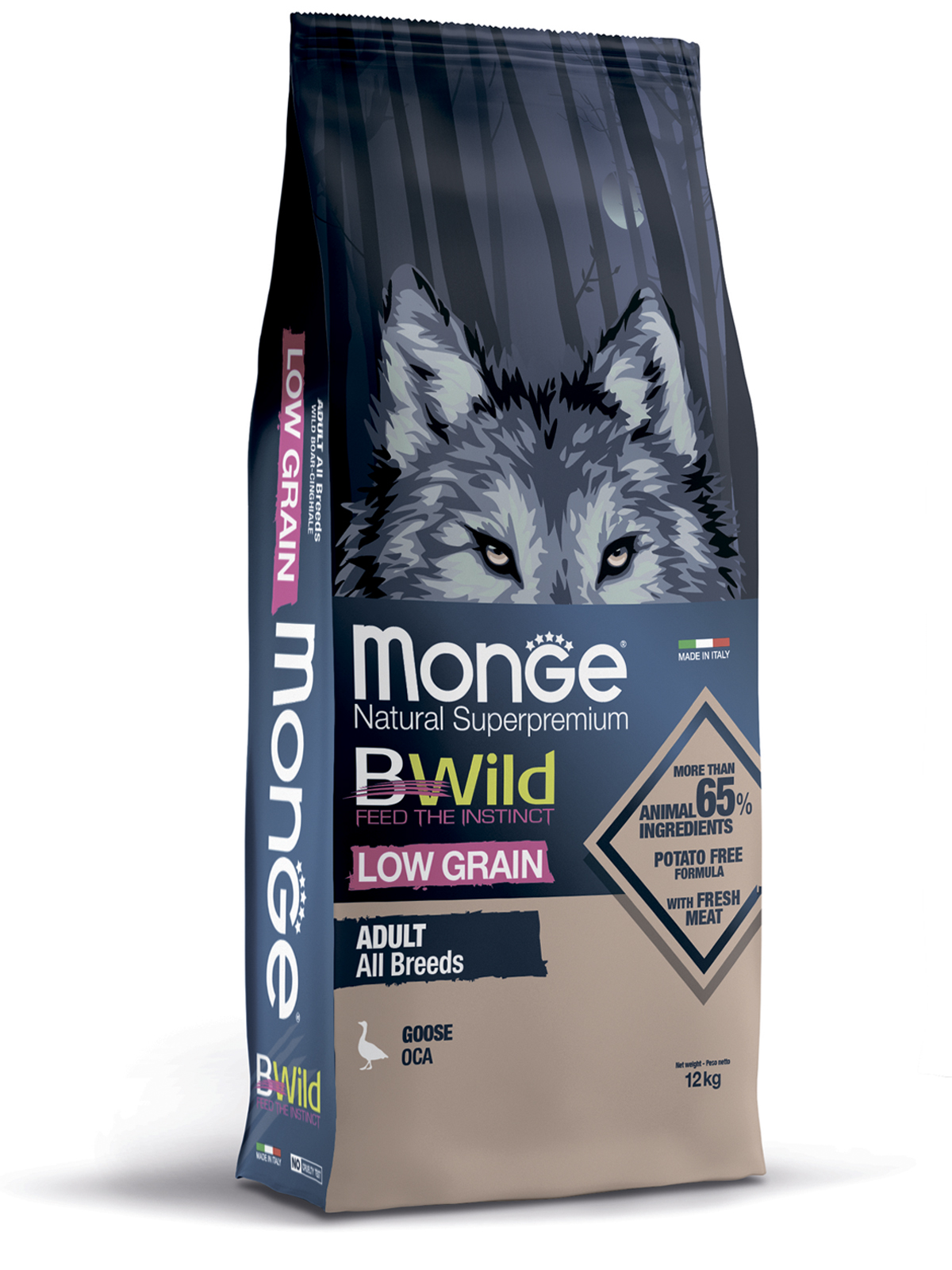 Корм сухой Monge Dog BWild LOW GRAIN низкозерновой из мяса гуся для взрослых собак всех пород 12 кг
Корм сухой Monge Dog BWild LOW GRAIN низкозерновой из мяса гуся для взрослых собак всех пород 12 кг