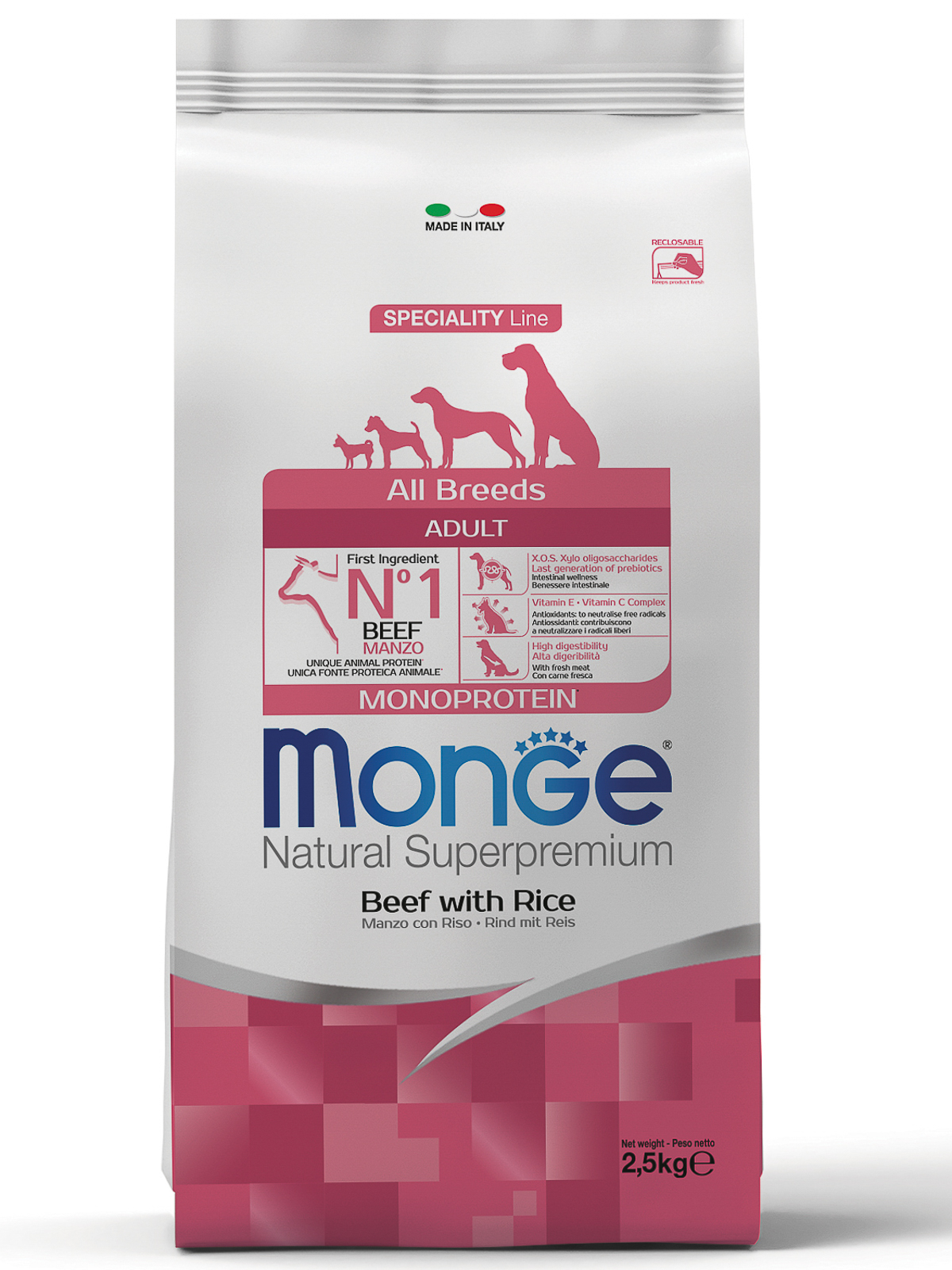 Корм сухой Monge Dog Monoprotein All Breeds Beef and Rice для собак всех пород говядина с рисом 2,5 кг
Корм сухой Monge Dog Monoprotein All Breeds Beef and Rice для собак всех пород говядина с рисом 2,5 кг