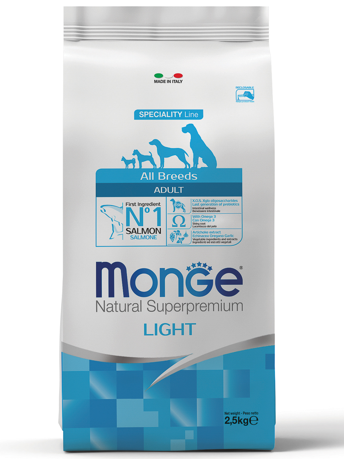 Корм сухой Monge Dog Speciality Light для собак всех пород низкокалорийный лосось с рисом 2,5 кг
Корм сухой Monge Dog Speciality Light для собак всех пород низкокалорийный лосось с рисом 2,5 кг