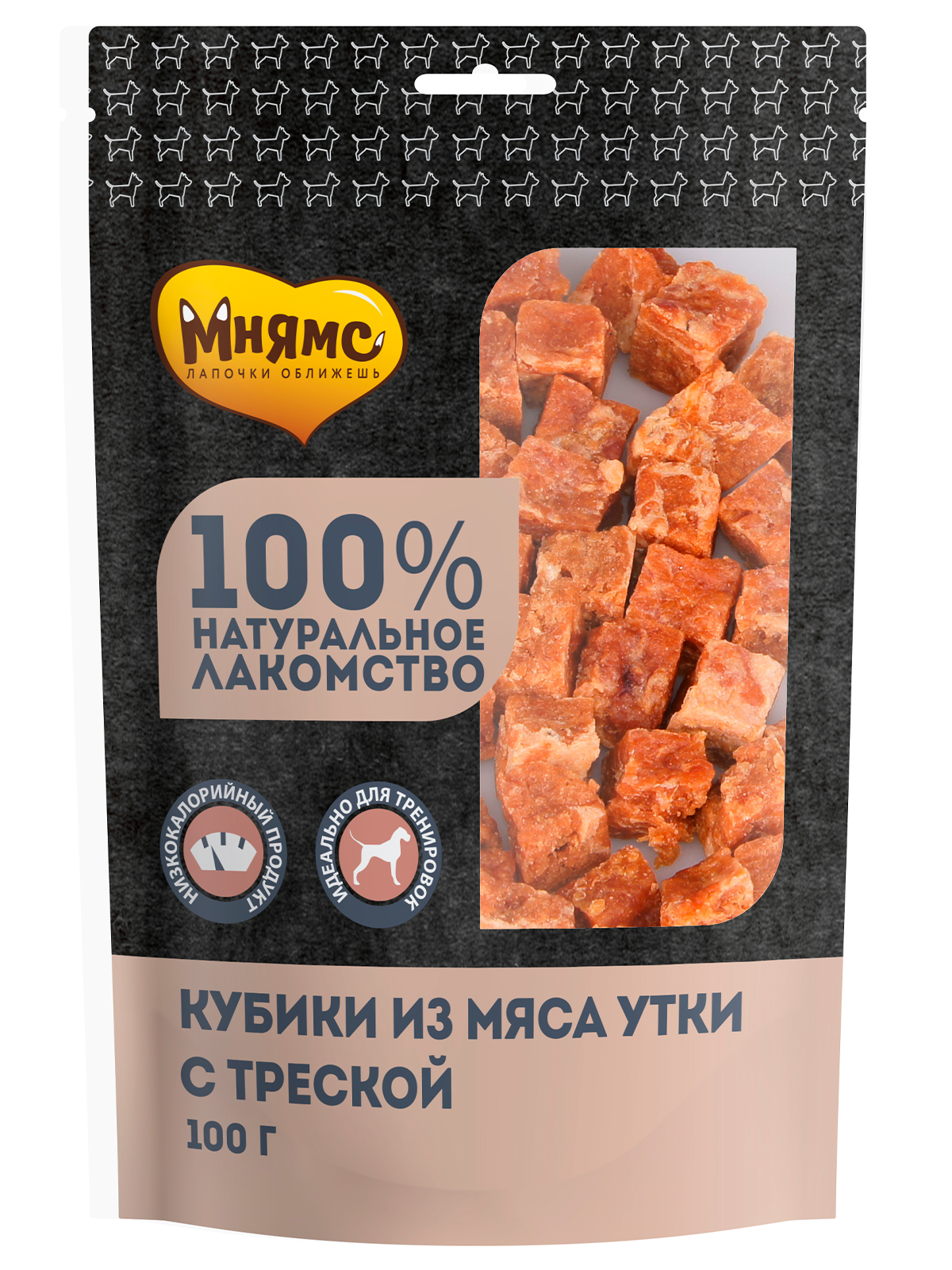 Мнямс лакомство для собак кубики из мяса утки c треской 100 г
Мнямс лакомство для собак кубики из мяса утки c треской 100 г