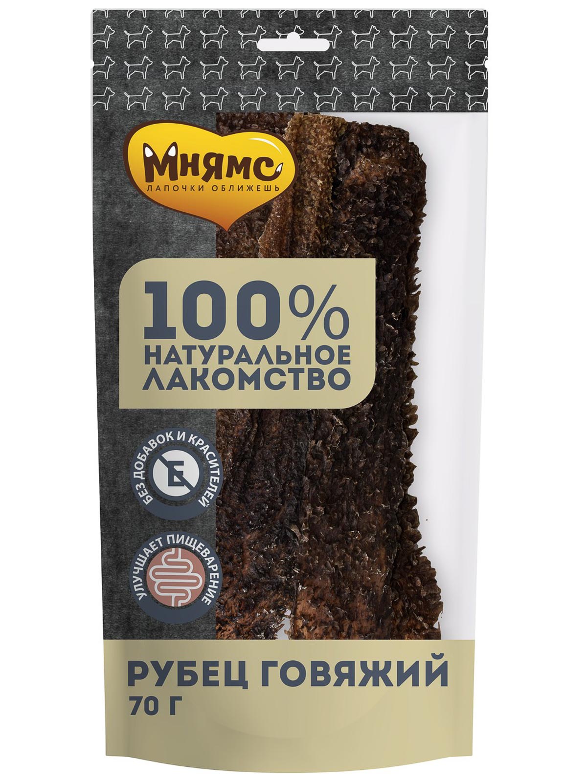 Мнямс лакомство для собак Рубец говяжий 70г
Мнямс лакомство для собак Рубец говяжий 70г