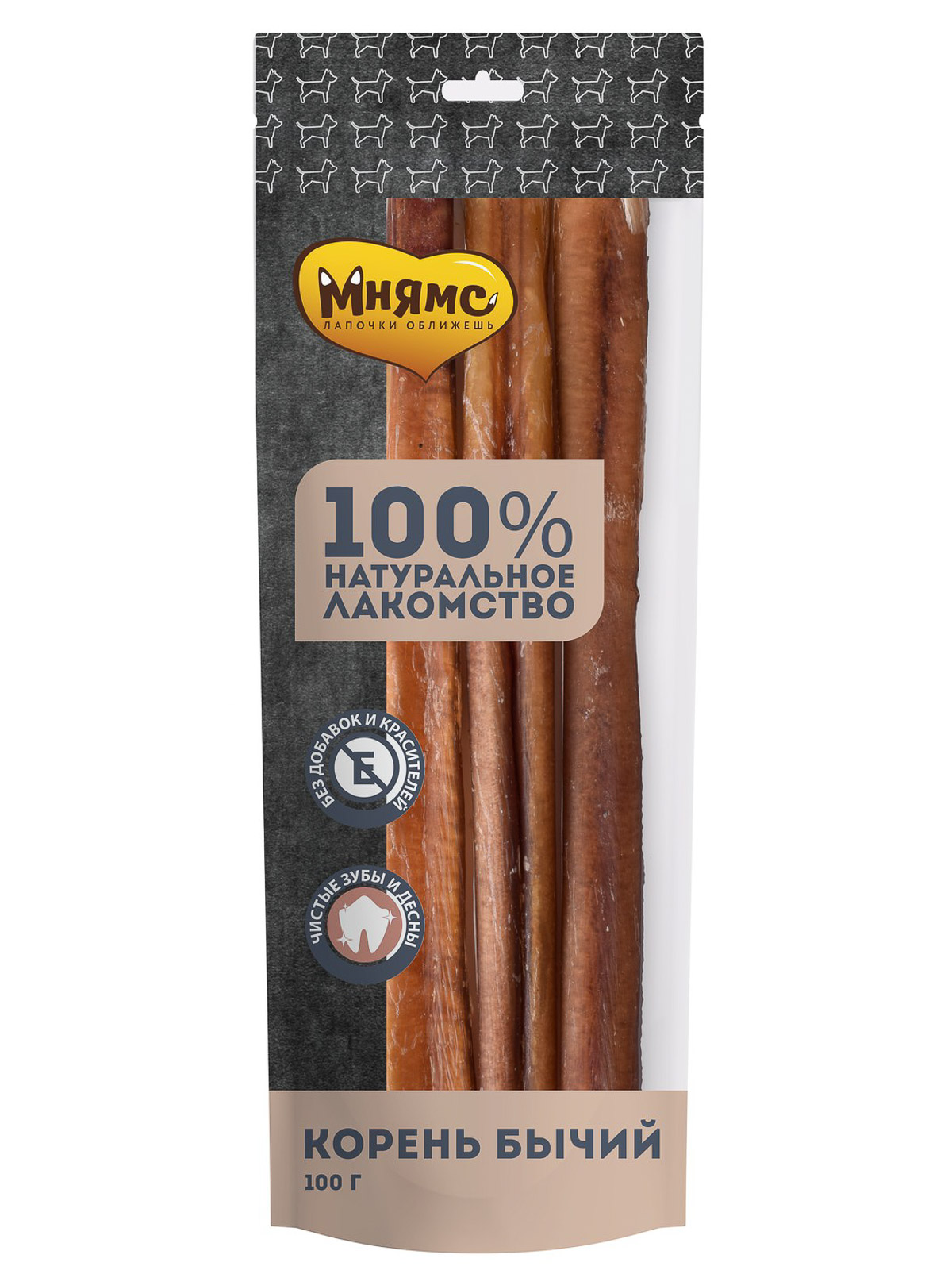 Мнямс лакомство для собак Корень бычий 100г
Мнямс лакомство для собак Корень бычий 100г