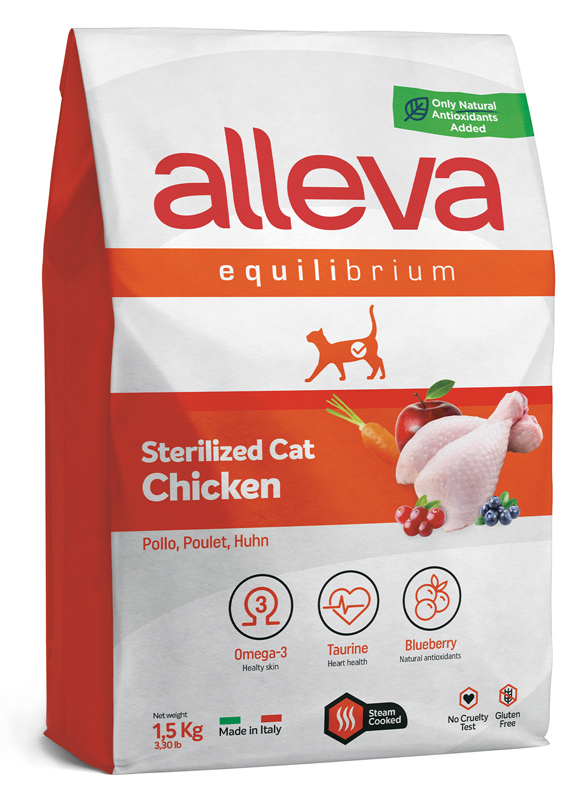 Корм сухой ALLEVA EQUILIBRIUM CAT Sterilized Chicken для кастрированных котов и стерилизованных кошек с курицей 1,5 кг 1172
Корм сухой ALLEVA EQUILIBRIUM CAT Sterilized Chicken для кастрированных котов и стерилизованных кошек с курицей 1,5 кг 1172