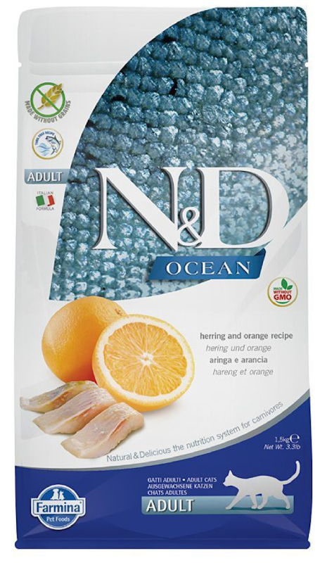 Корм сухой Farmina N&D OCEAN для кошек сельдь с апельсином 10 кг
Корм сухой Farmina N&D OCEAN для кошек сельдь с апельсином 10 кг