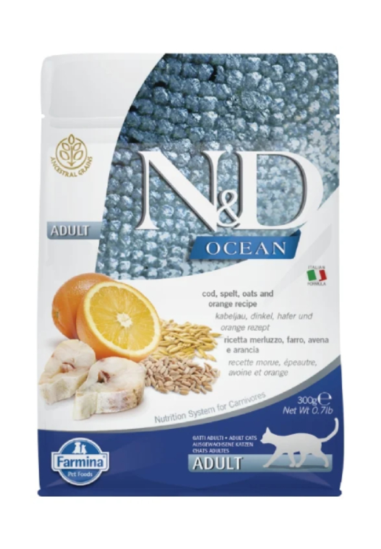 Корм сухой Farmina N&D OCEAN для кошек треска, спельта, овес, апельcин 0,3 кг
Корм сухой Farmina N&D OCEAN для кошек треска, спельта, овес, апельcин 0,3 кг