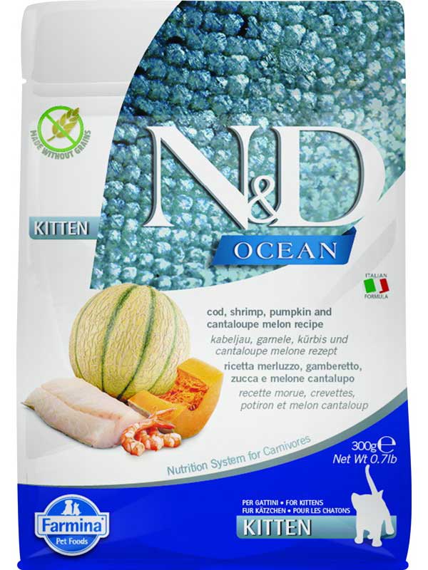 Корм сухой Farmina N&D OCEAN для котят треска, креветка, тыква, дыня 0,3 кг
Корм сухой Farmina N&D OCEAN для котят треска, креветка, тыква, дыня 0,3 кг