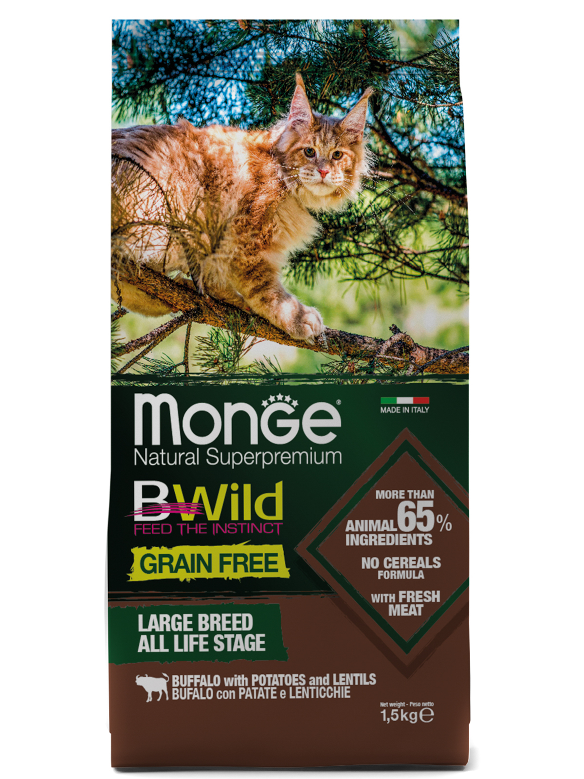 Корм сухой Monge Cat BWild GRAIN FREE беззерновой из мяса буйвола для крупных кошек всех возрастов 1,5 кг
Корм сухой Monge Cat BWild GRAIN FREE беззерновой из мяса буйвола для крупных кошек всех возрастов 1,5 кг