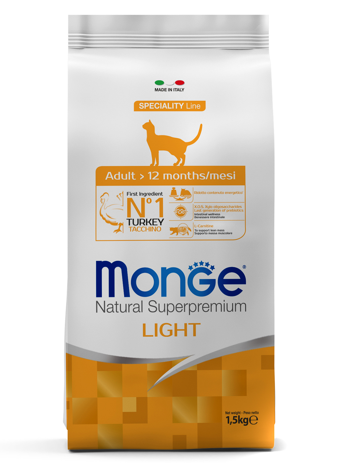 Корм сухой Monge Cat Speciality Light низкокалорийный для кошек с индейкой 1,5 кг
Корм сухой Monge Cat Speciality Light низкокалорийный для кошек с индейкой 1,5 кг