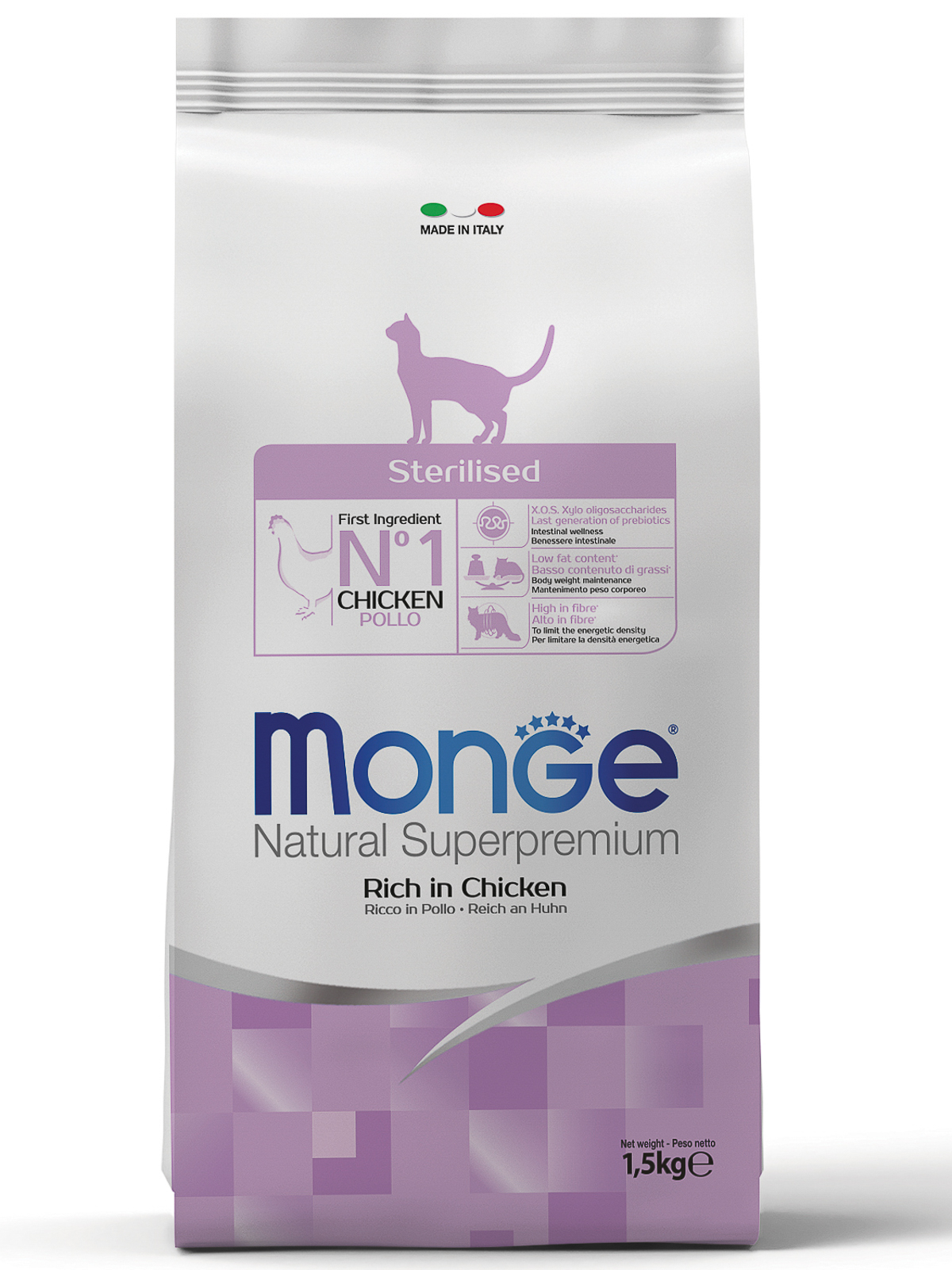 Корм сухой Monge Cat Sterilised для стерилизованных кошек 1,5 кг
Корм сухой Monge Cat Sterilised для стерилизованных кошек 1,5 кг