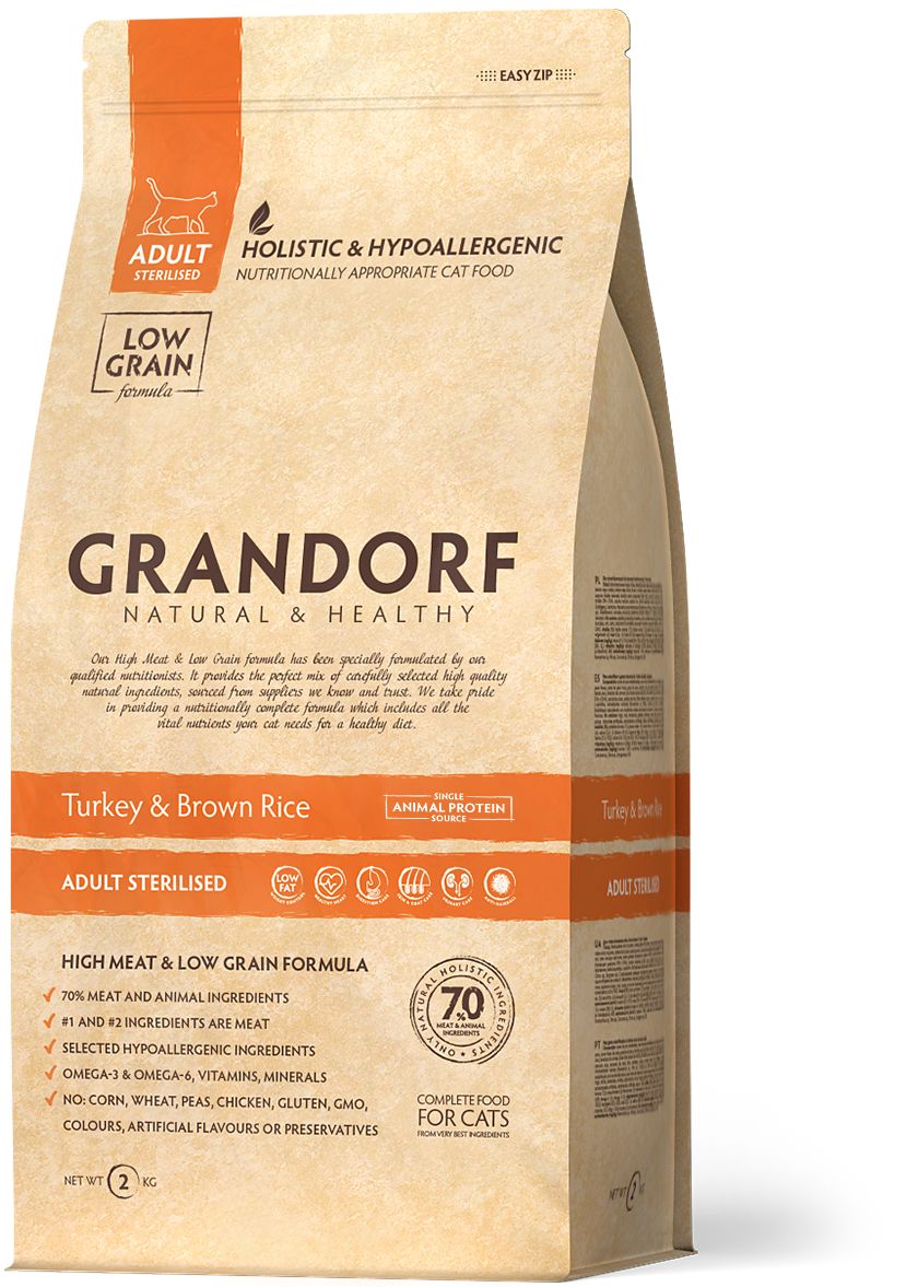 Корм сухой Grandorf Turkey & Rice Adult Sterilised индейка с бурым рисом для стерелизованных кошек 2 кг
Корм сухой Grandorf Turkey & Rice Adult Sterilised индейка с бурым рисом для стерелизованных кошек 2 кг