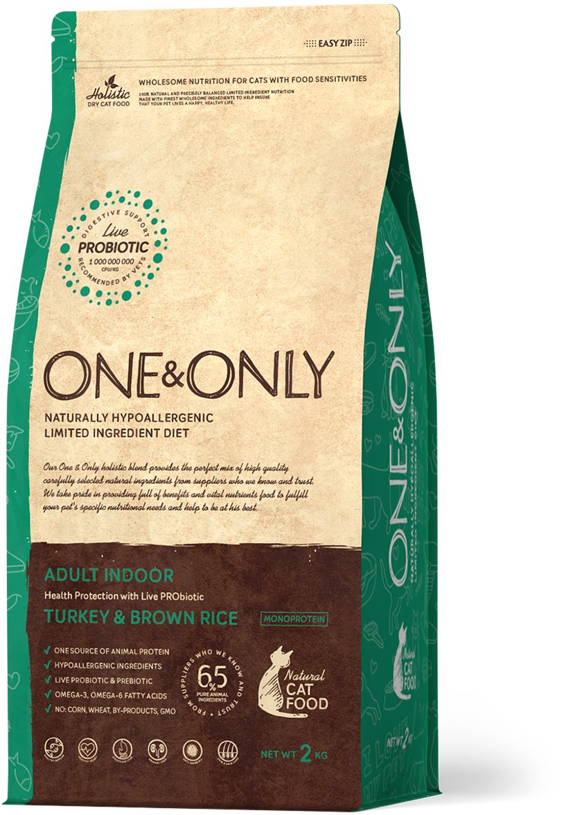 Корм сухой ONE&ONLY Turkey & Brown Rice Adult Indoor индейка с бурым рисом для домашних кошек 400 г
Корм сухой ONE&ONLY Turkey & Brown Rice Adult Indoor индейка с бурым рисом для домашних кошек 400 г