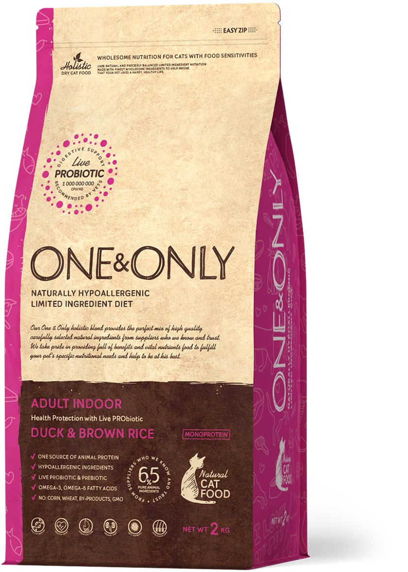 Корм сухой ONE&ONLY Duck & Brown Rice Adult Indor утка с бурым рисом для домашних кошек 2 кг
Корм сухой ONE&ONLY Duck & Brown Rice Adult Indor утка с бурым рисом для домашних кошек 2 кг