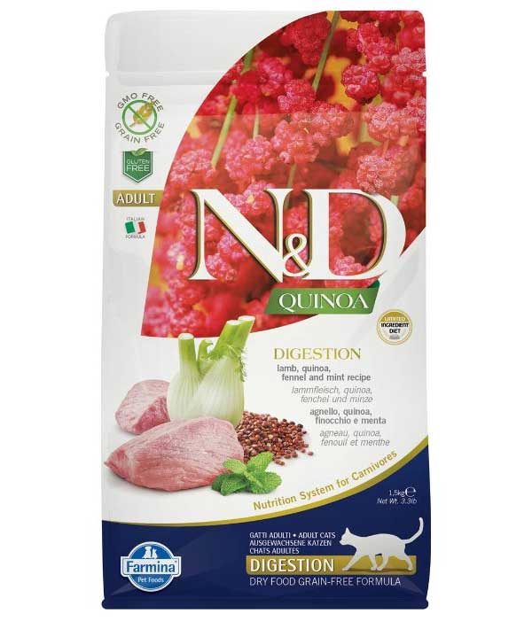 Корм сухой Farmina N&D GF QUINOA DIGESTION LAMB для кошек ягненок и киноа для поддержки пищеварения 1,5 кг
Корм сухой Farmina N&D GF QUINOA DIGESTION LAMB для кошек ягненок и киноа для поддержки пищеварения 1,5 кг