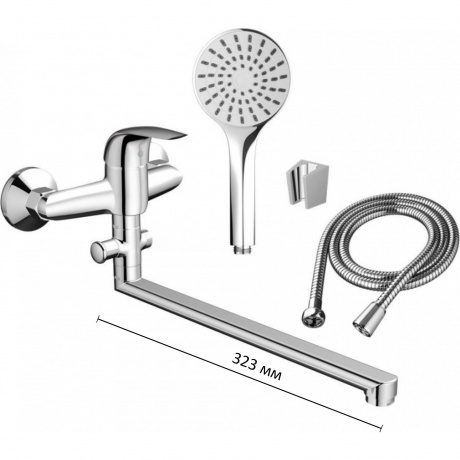 Смеситель для ванны и душа с длинным изливом Dorff Stark D1109500, хром
Смеситель для ванны и душа с длинным изливом Dorff Stark D1109500, хром