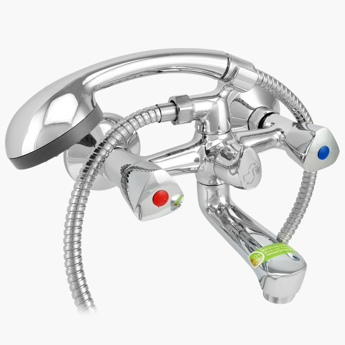 Смеситель ванно-душ. двуручный Eleanti с металл. шлангом, хром. лейкой и кронштейном, ELT3020 0402.887
Смеситель ванно-душ. двуручный Eleanti с металл. шлангом, хром. лейкой и кронштейном, ELT3020 0402.887