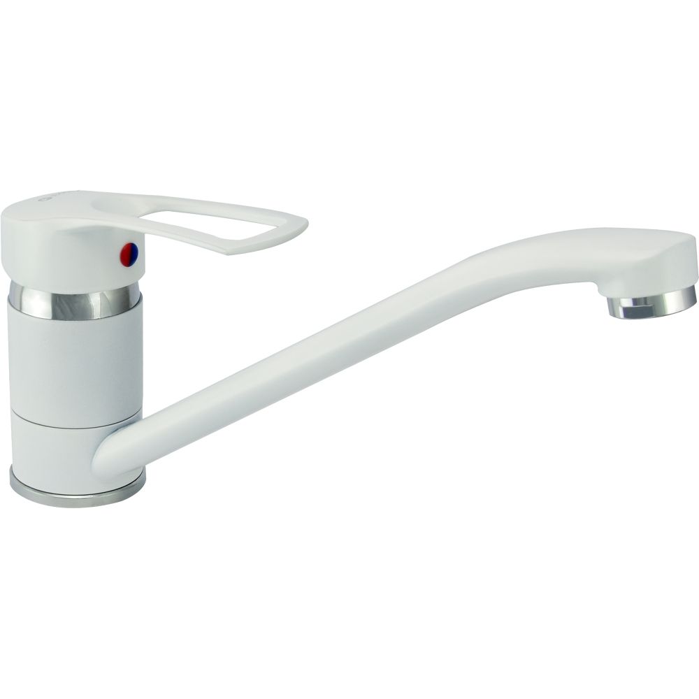 Смеситель для мойки цветной (белый) одноручный Juguni Luxe с поворотным изливом, 40 картридж, гайка 0402.446
Смеситель для мойки цветной (белый) одноручный Juguni Luxe с поворотным изливом, 40 картридж, гайка 0402.446