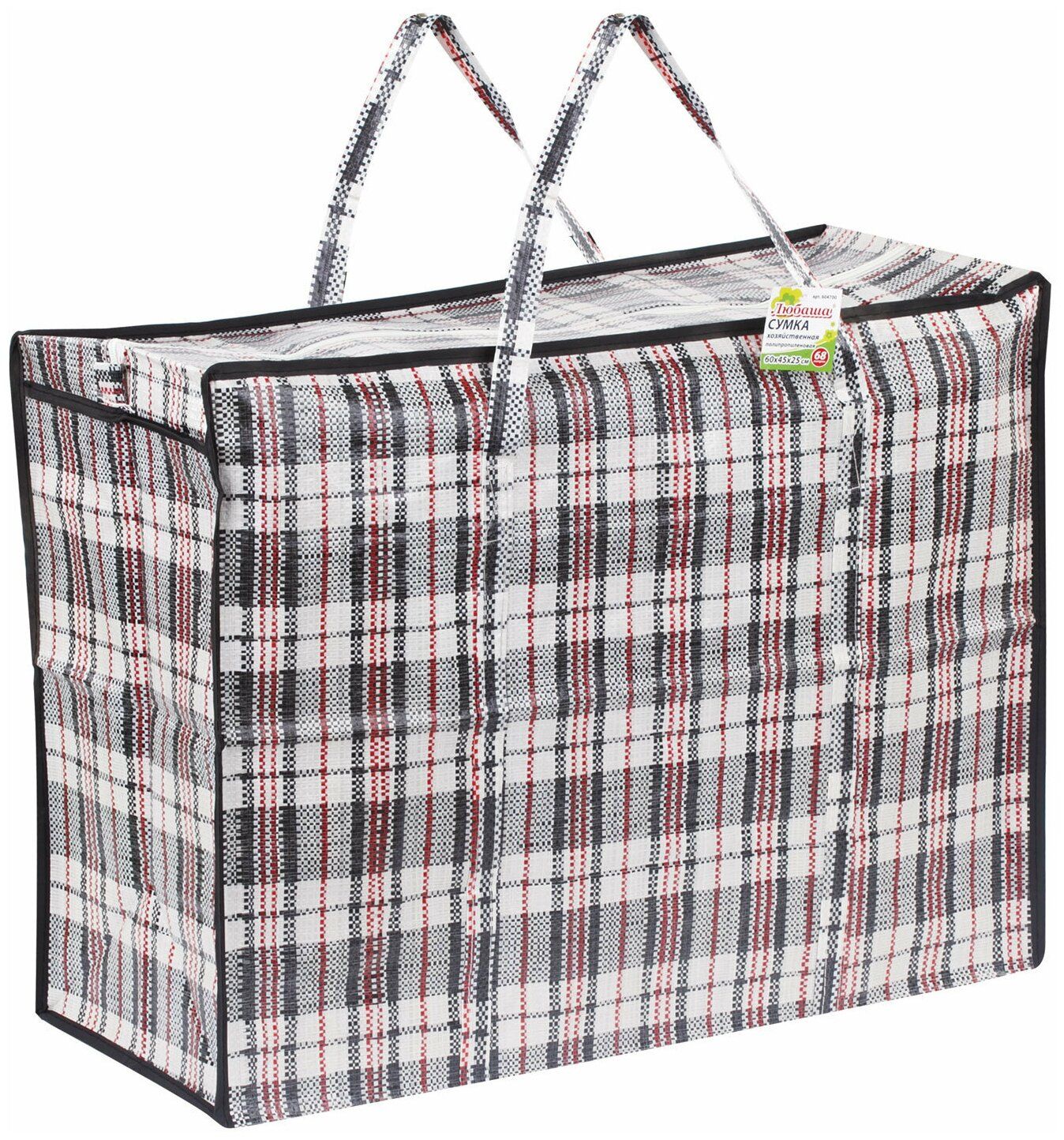 Сумка-баул хозяйственная, полипропилен, 60х45х25 см, 68 литров, черно-красная, 150 г/м2, ЛЮБАША, 604700
Сумка-баул хозяйственная, полипропилен, 60х45х25 см, 68 литров, черно-красная, 150 г/м2, ЛЮБАША, 604700