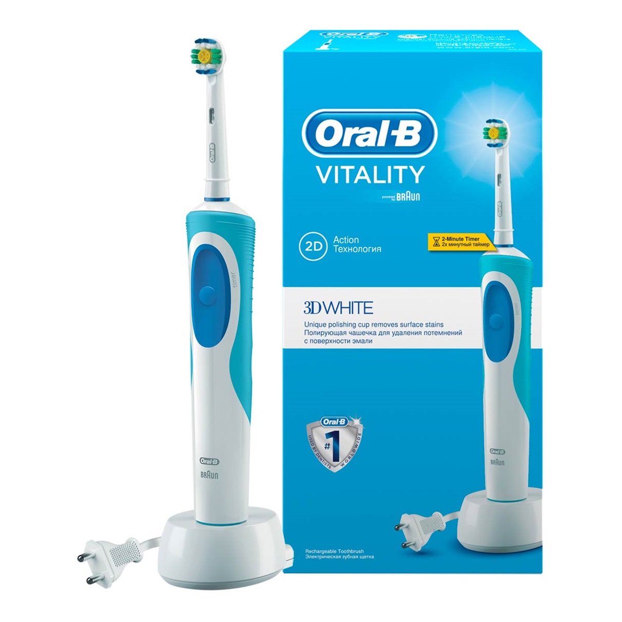 Зубная щетка электрическая Oral-B Vitality 3D White белый/голубой
Зубная щетка электрическая Oral-B Vitality 3D White белый/голубой