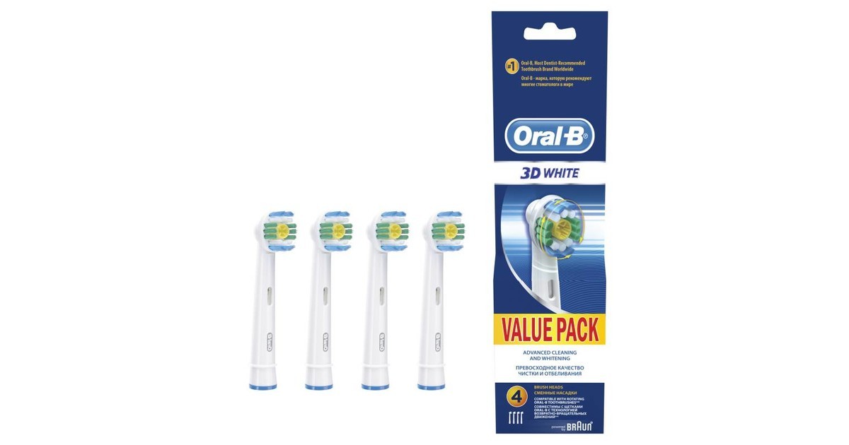 Насадки для зубных щеток Oral-B 3D White (4шт)
Насадки для зубных щеток Oral-B 3D White (4шт)