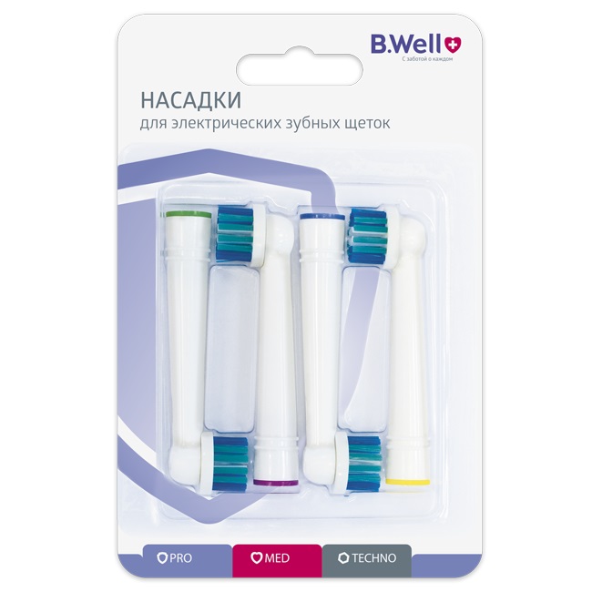 Насадки для зубных щеток B.Well PRO-810/MED-820 (4шт)
Насадки для зубных щеток B.Well PRO-810/MED-820 (4шт)