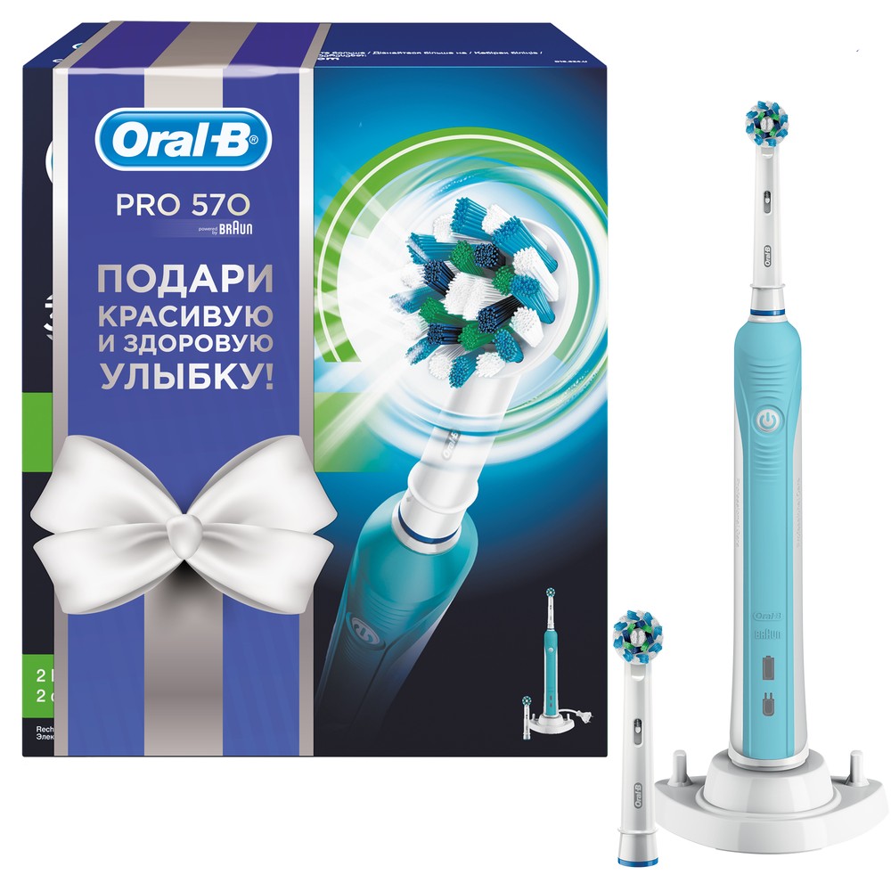 Зубная щетка Braun Oral-B Pro 570/D16.524U CrossAction (белый бант
Зубная щетка Braun Oral-B Pro 570/D16.524U CrossAction (белый бант