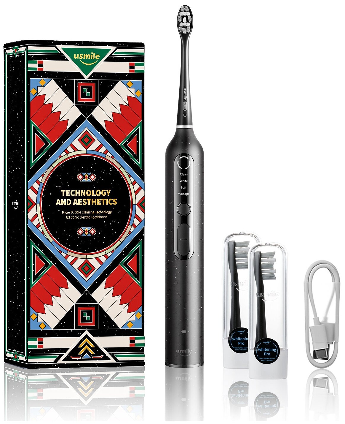 Электрическая зубная щетка Usmile U3 (черная)
Электрическая зубная щетка Usmile U3 (черная)