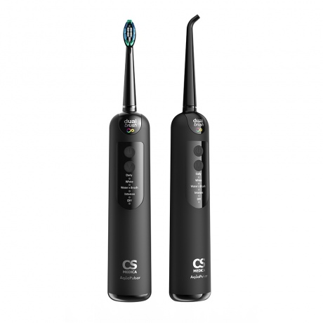 Электрическая звуковая зубная щетка-ирригатор CS Medica AquaPulsar CS-9000 DualBrush с 4 насадками, черная
Электрическая звуковая зубная щетка-ирригатор CS Medica AquaPulsar CS-9000 DualBrush с 4 насадками, черная