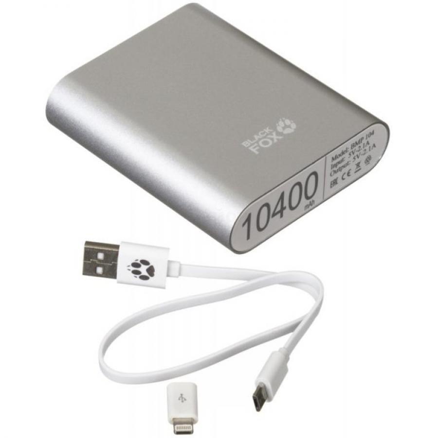 Внешний аккумулятор Black Fox BMP 104S 10400mAh Silver, Серебряный
Внешний аккумулятор Black Fox BMP 104S 10400mAh Silver, Серебряный