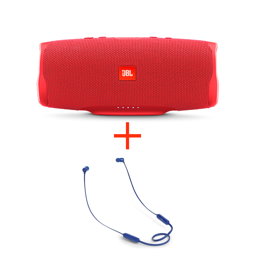 Портативная акустика JBL Charge 4 Red + T110BT Blue
Портативная акустика JBL Charge 4 Red + T110BT Blue