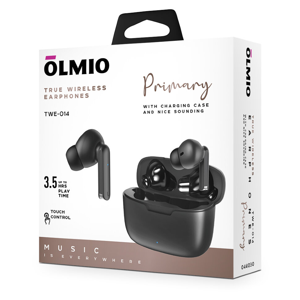 Наушники Olmio 044030 TWE-14 True Wireless черные, Черный
Наушники Olmio 044030 TWE-14 True Wireless черные, Черный