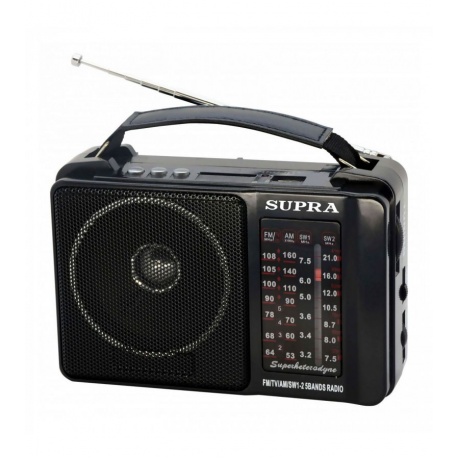 Радиоприемник портативный Supra ST-18U черный USB SD
Радиоприемник портативный Supra ST-18U черный USB SD