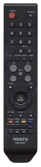 Пульт Huayu для Samsung RM-625F чёрный корпус BN59-00507A (HRM291)
Пульт Huayu для Samsung RM-625F чёрный корпус BN59-00507A (HRM291)