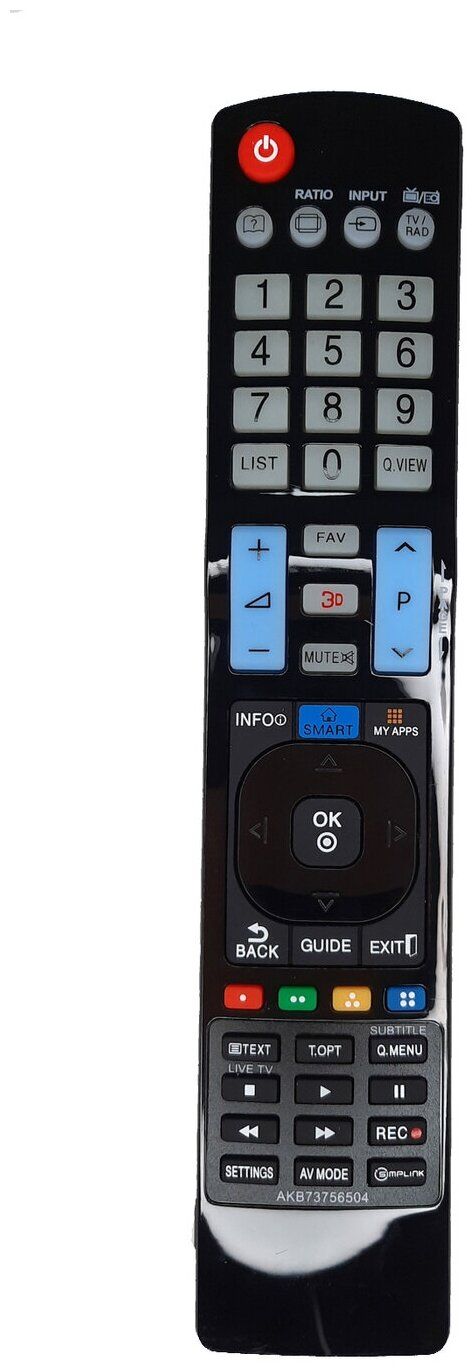 Пульт дистанционного управления LG AKB73756504 ic Lcd Led Tv c функцией SMART + 3D (HLG348)
Пульт дистанционного управления LG AKB73756504 ic Lcd Led Tv c функцией SMART + 3D (HLG348)