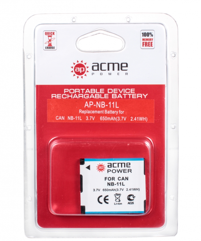 Аккумулятор AcmePower NB-11L для Canon IXUS 125/240 HS A2300/2400/3400/4000
Аккумулятор AcmePower NB-11L для Canon IXUS 125/240 HS A2300/2400/3400/4000