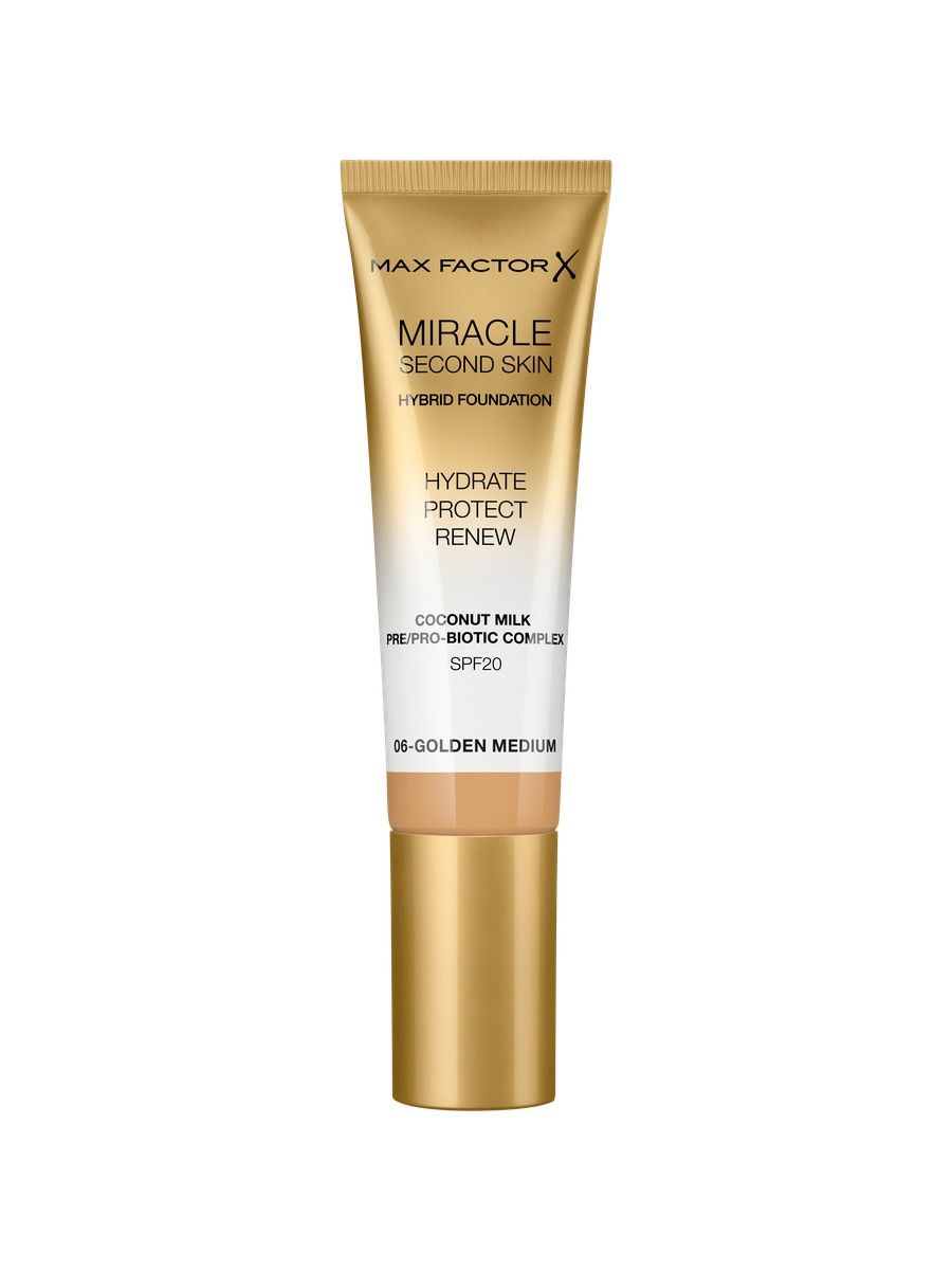 Tональная основа Max Factor Miracle Second Skin Тон 06 golden medium
Tональная основа Max Factor Miracle Second Skin Тон 06 golden medium