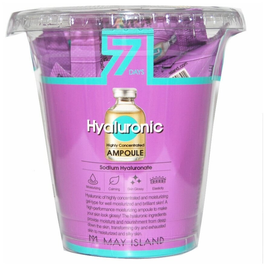 Высококонцентрированная ампульная сыворотка May Island с гиалуроновой кислотой, 3г*12шт
Высококонцентрированная ампульная сыворотка May Island с гиалуроновой кислотой, 3г*12шт