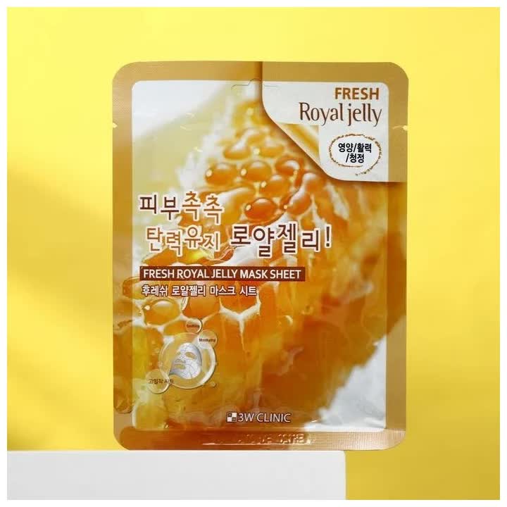 Тканевая маска для лица с маточным молочком 3W CLINIC Fresh Royal Jelly Mask Sheet
Тканевая маска для лица с маточным молочком 3W CLINIC Fresh Royal Jelly Mask Sheet