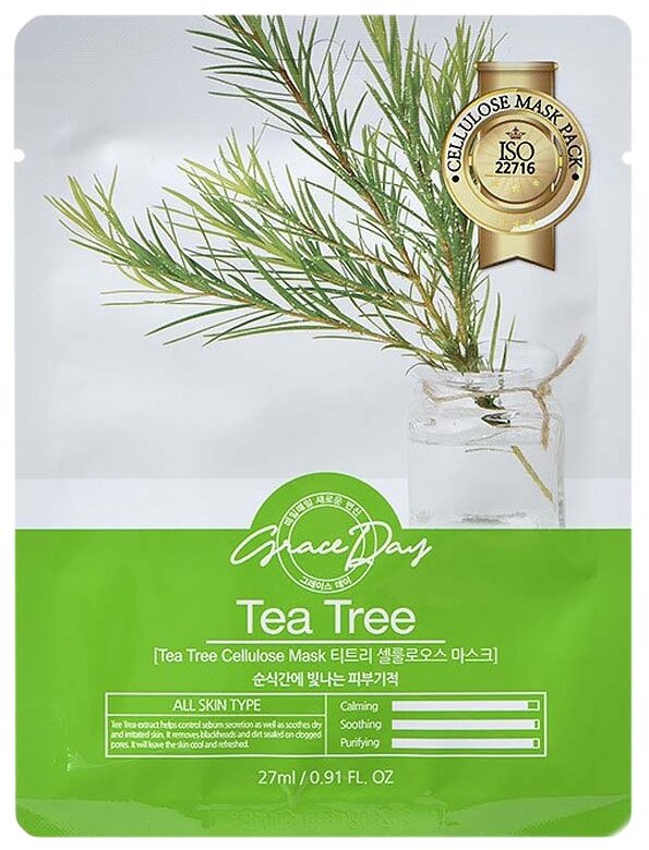Тканевая маска Grace Day с экстрактом чайного дерева, 27мл
Тканевая маска Grace Day с экстрактом чайного дерева, 27мл