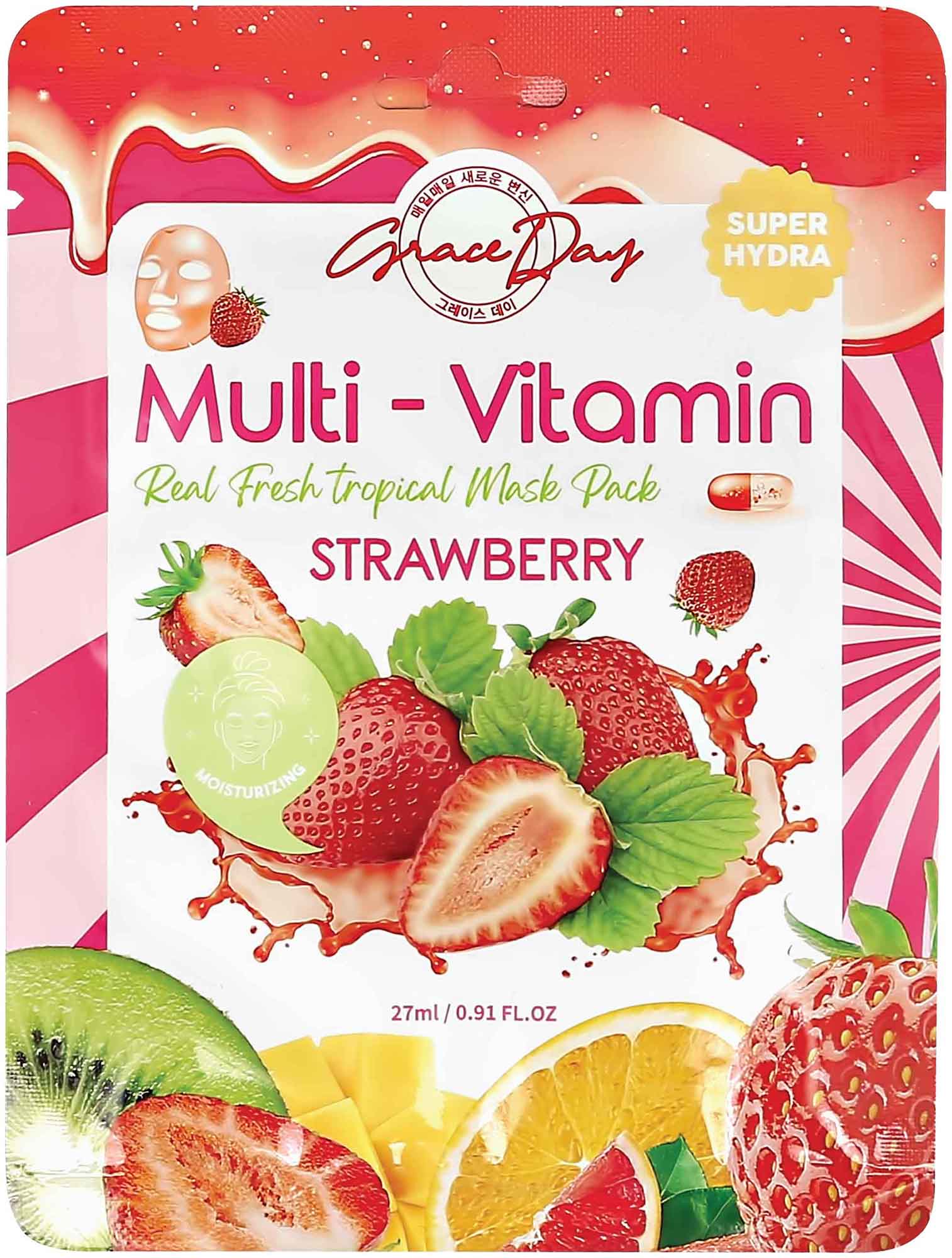 Тканевая маска Grace Day с экстрактом клубники, 27мл
Тканевая маска Grace Day с экстрактом клубники, 27мл