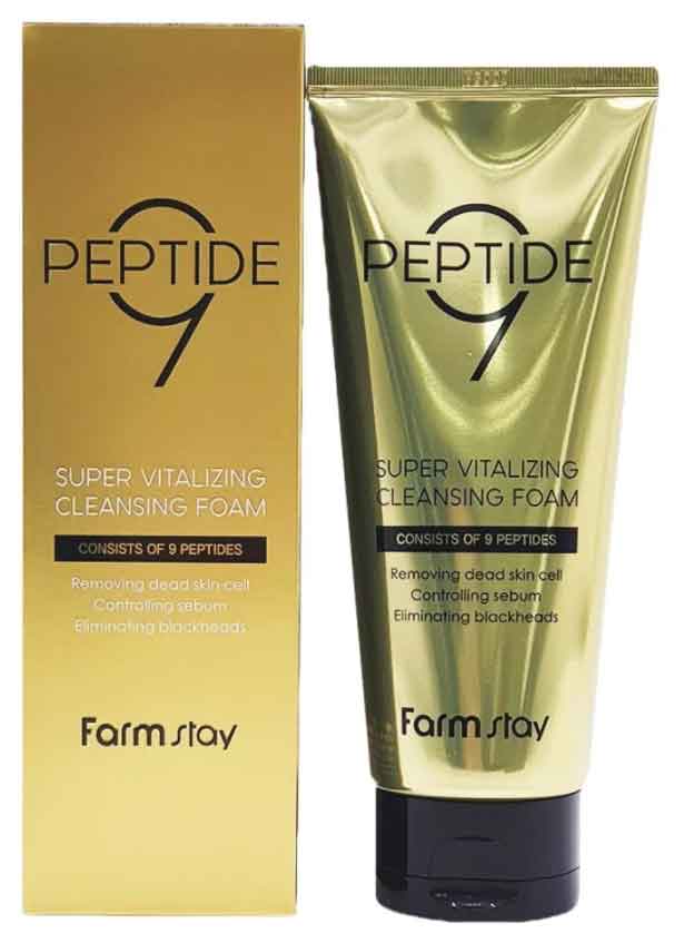 Омолаживающая очищающая пенка FarmStay с комплексом из 9 пептидов, 180 мл
Омолаживающая очищающая пенка FarmStay с комплексом из 9 пептидов, 180 мл