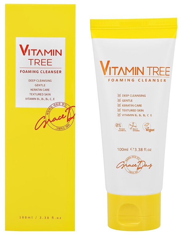 Очищающая пенка для умывания Grace Day с витаминами, 100мл
Очищающая пенка для умывания Grace Day с витаминами, 100мл