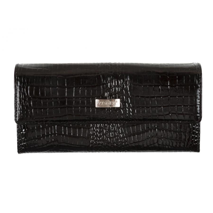 Портмоне женское Zinger Croco WN033-1, черное, на кнопке, Черный
Портмоне женское Zinger Croco WN033-1, черное, на кнопке, Черный