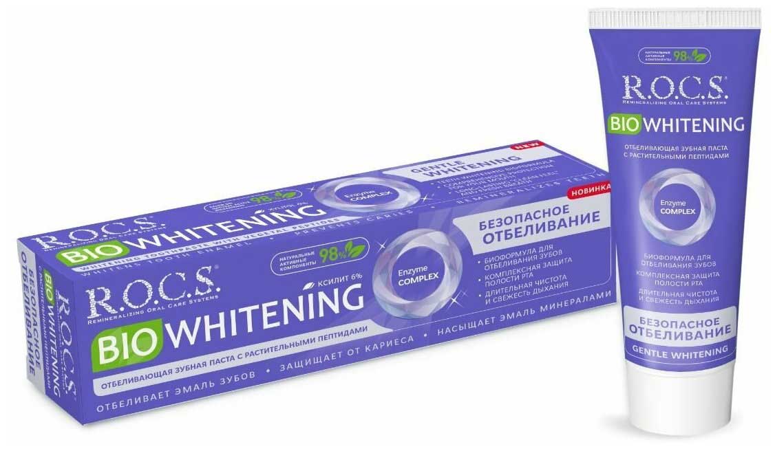 Зубная паста R.O.C.S "Biowhitening Безопасное отбеливание", 94 гр
Зубная паста R.O.C.S "Biowhitening Безопасное отбеливание", 94 гр