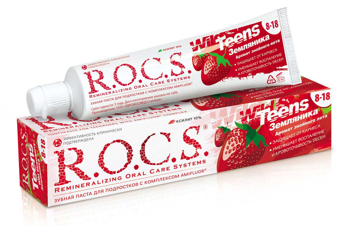 Зубная паста R.O.C.S Teens Земляника 74 гр.
Зубная паста R.O.C.S Teens Земляника 74 гр.